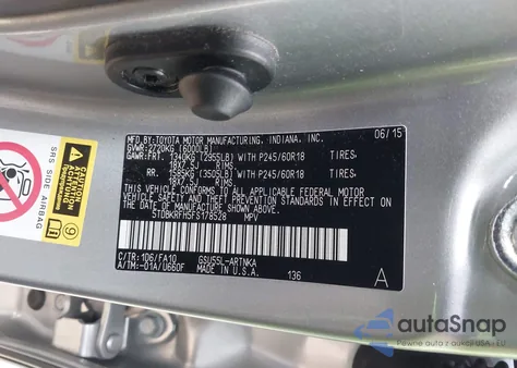 2015 Toyota Highlander Le Plus V6 from USA, damaged, VIN 5TDBKRFH5FS178528